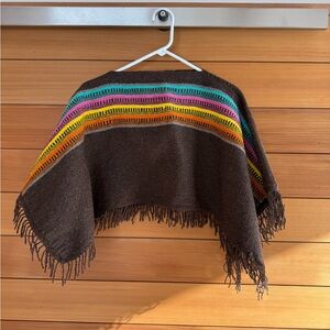 Kids Colorful Striped Fringe poncho